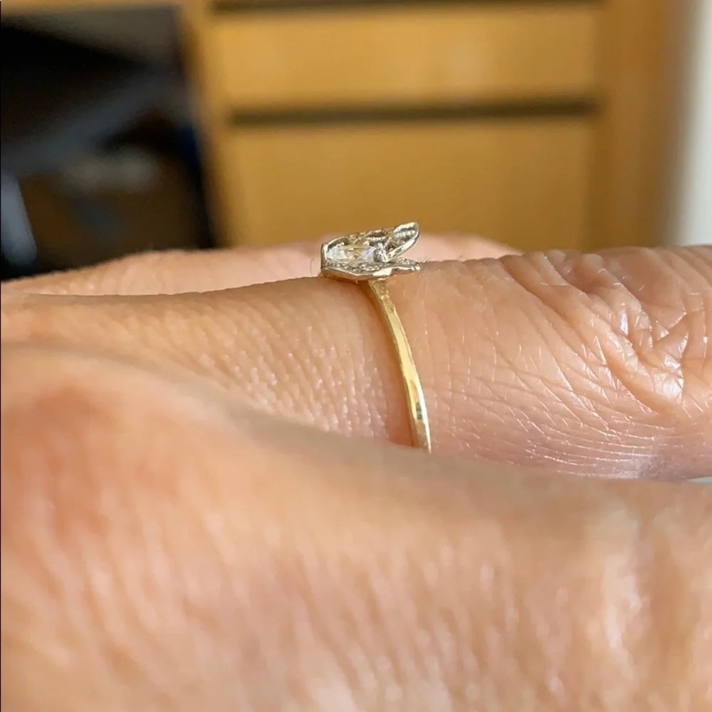 10K Yellow & White Gold Butterfly CZ Ring